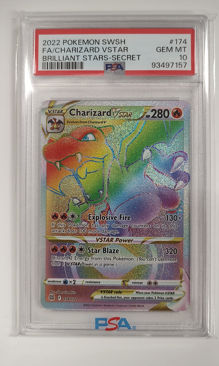 CGC 9 Charizard VSTAR 174/172 Secret Rare Brilliant Stars with popular Subgrades