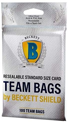 BECKETT SHIELD RESEALABLE STANDARD SIZE CARD TEAM BAGS 100 COUNT
