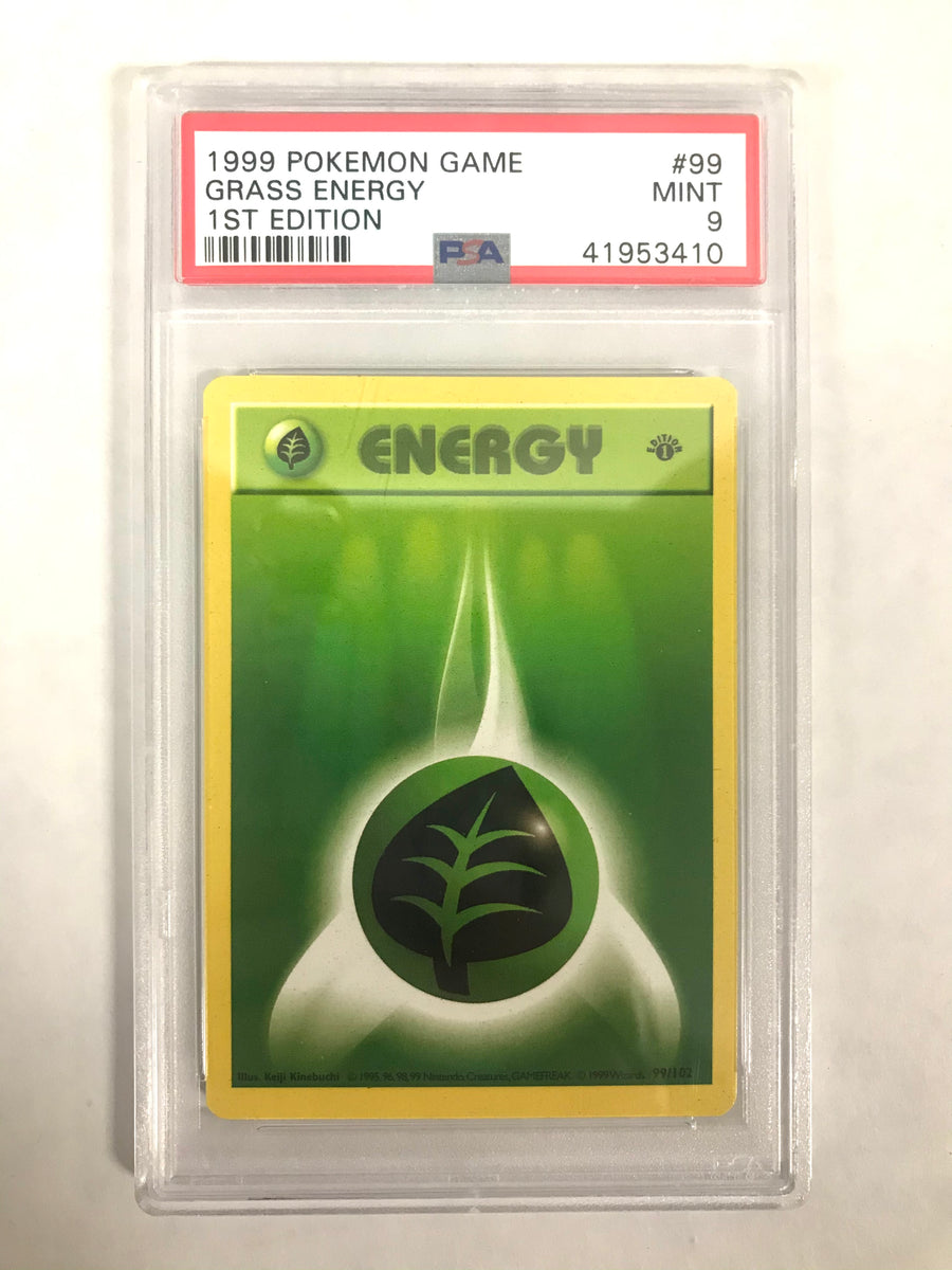Pokemon 1999 Grass Energy 1st Edition PSA Graded Mint 9 – Cards and Comics  Central