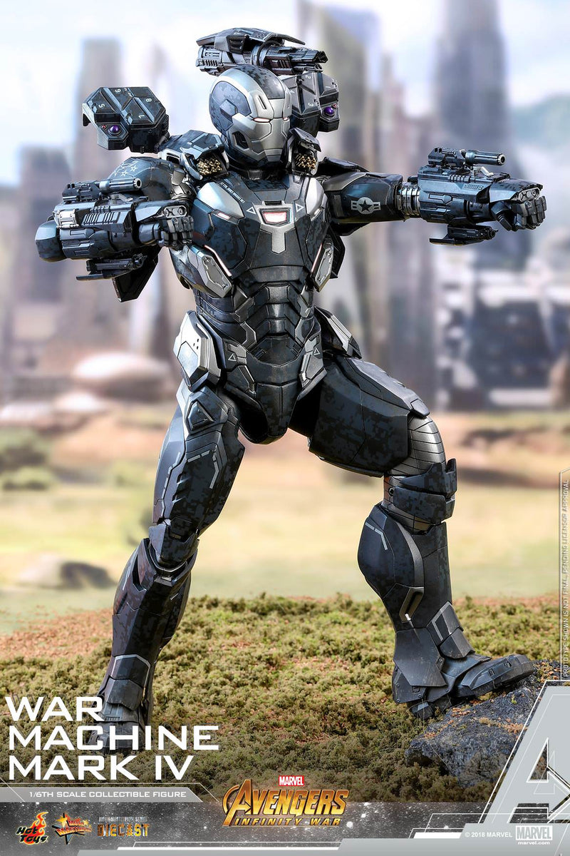 In Avengers Infinity War for a brief second War Machine in his Mark 4 armor  used retractable chest mounted missile pods. This were either missed or  omitted by hottoys on the War