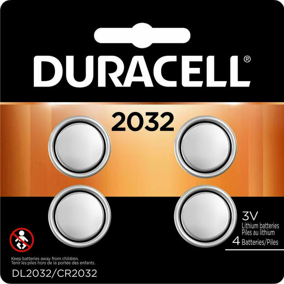 DURACELL 4-PACK 2032 3V Lithium Coin Cell Battery For Car Key Remote Camera VR