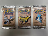 POKEMON FOSSIL FIRST EDITION BOOSTER PACK ART SET (AERODACTY, LAPRAS, ZAPDOS)