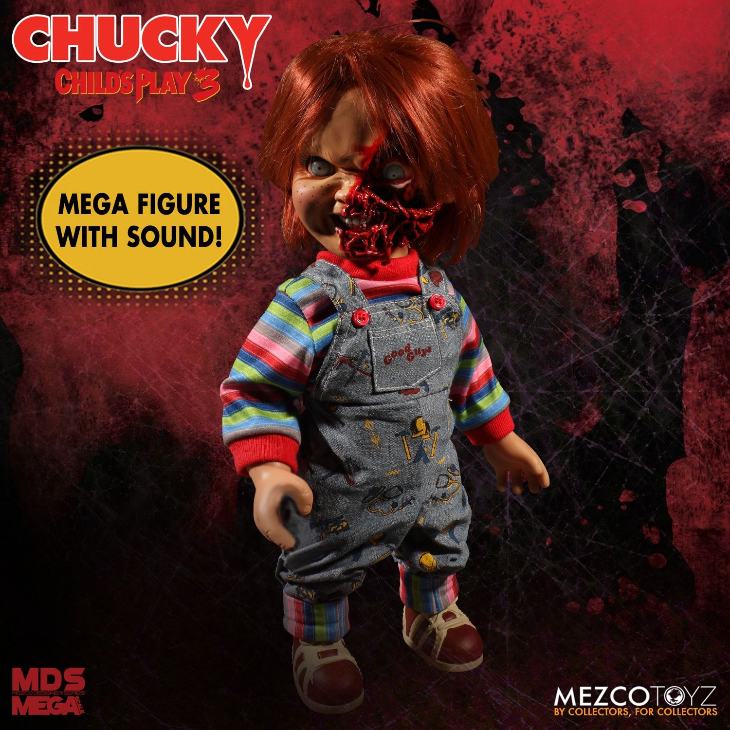 MEZCO TOYZ CHILD'S PLAY 3 TALKING PIZZA FACE CHUCKY – Cards and