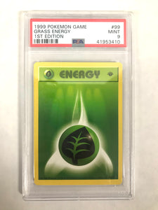 Pokemon 1999 Grass Energy 1st Edition PSA Graded Mint 9