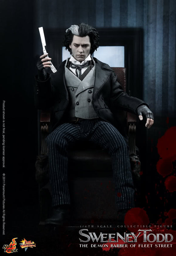 **CALL STORE FOR INQUIRIES** HOT TOYS MMS149 SWEENY TODD THE DEMON BARBER OF FLEET STREET SWEENY TODD 1/6TH SCALE FIGURE