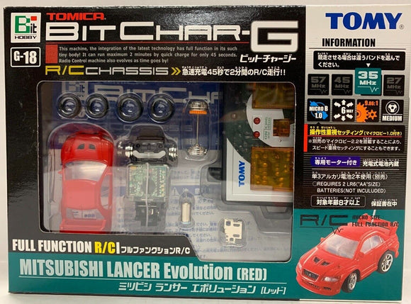 TOMY BIT CHAR-G G-18 MITSUBISHI LANCER EVOLUTION RED R/C CAR