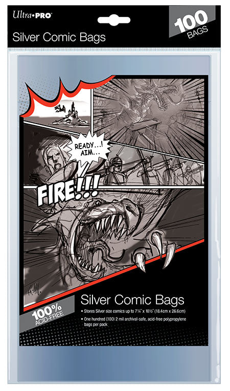 100 Buste Protettive per Fumetti Ultra PRO Silver size Comic Bags