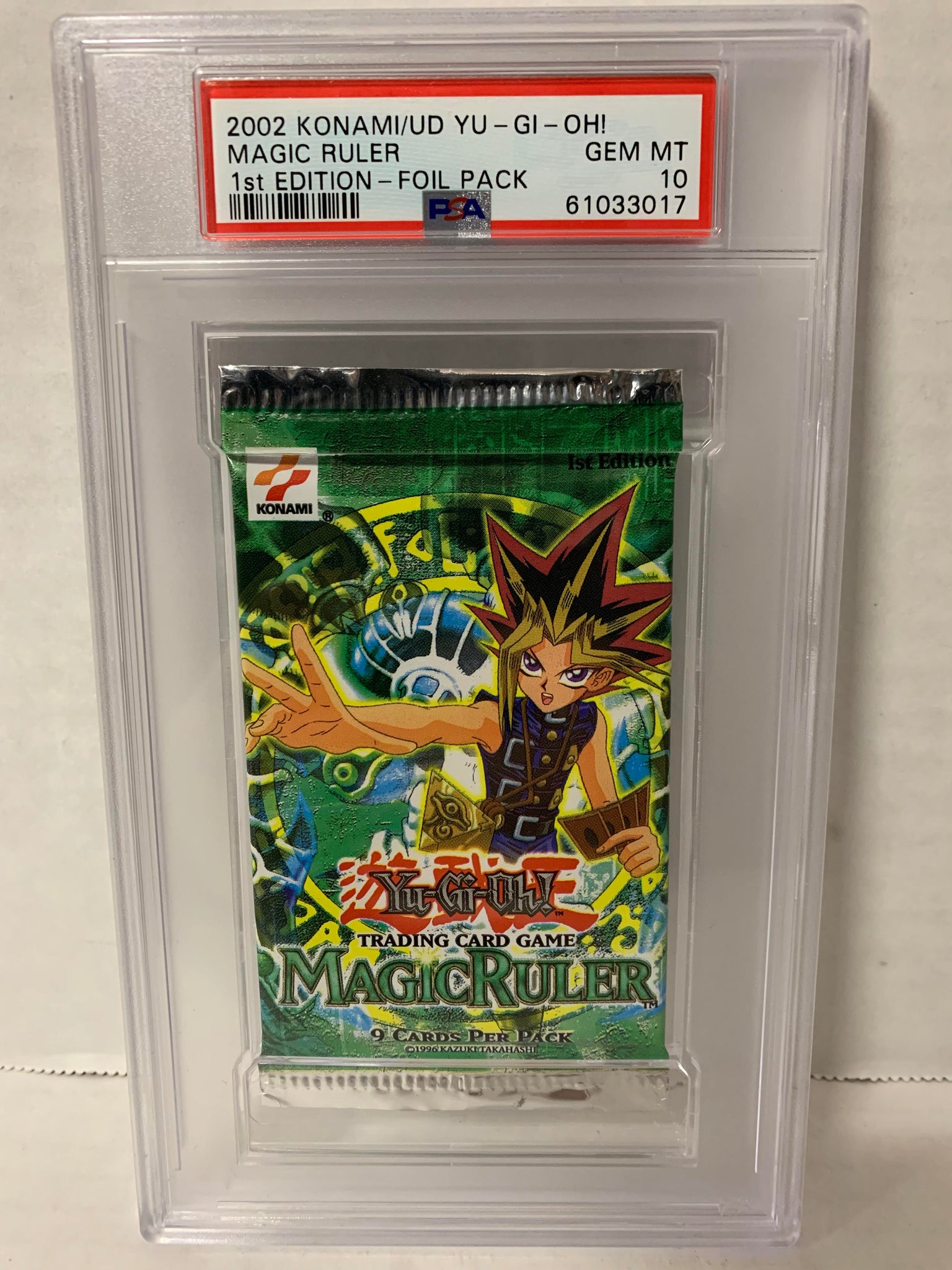 YU-GI-OH! MAGIC RULER FIRST EDITION BOOSTER PACK 2002 PSA GEM MINT 10 33017 YU-GI-OH! MAGIC RULER FIRST EDITION BOOSTER PACK 2002 PSA GEM MINT 10 33017