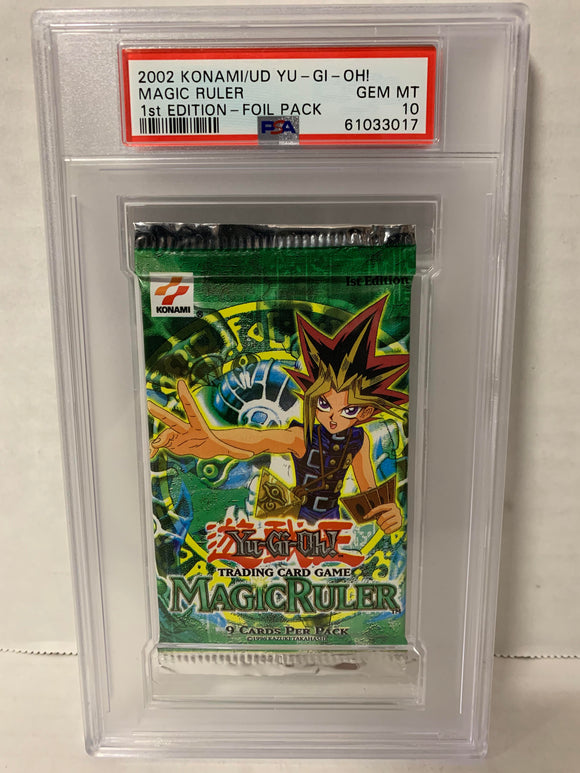 YU-GI-OH! MAGIC RULER FIRST EDITION BOOSTER PACK 2002 PSA GEM MINT 10 Cards and Comics Central YU-GI-OH! MAGIC RULER FIRST EDITION BOOSTER PACK 2002 PSA GEM MINT 10 Cards and Comics Central