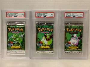 PSA 9 POKEMON JUNGLE FIRST EDITION BOOSTER PACK SET SCYTHER FLAREON WIGGLYTUFF